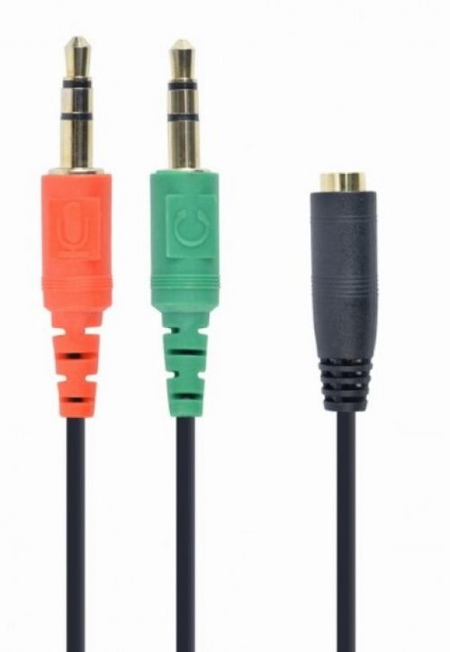 CCA-418 GEMBIRD 3.5MM HEADPHONE MIC AUDIO Y SPLITTER CABLE FEMALE TO 2X3.5MM MALE ADAPTER