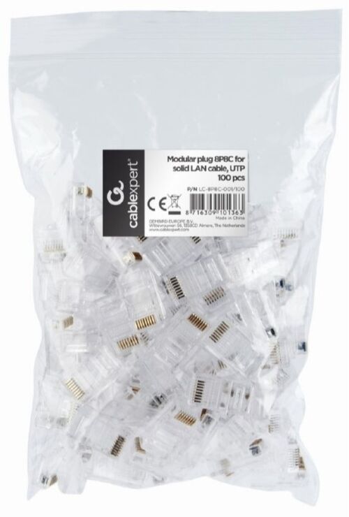 LC-8P8C-001/100 MODULAR PLUG RJ45  8P8C 30U CAT5 UTP GOLD PLATED,100 U PAKOVANJU / CENA PO PAKOVANJU