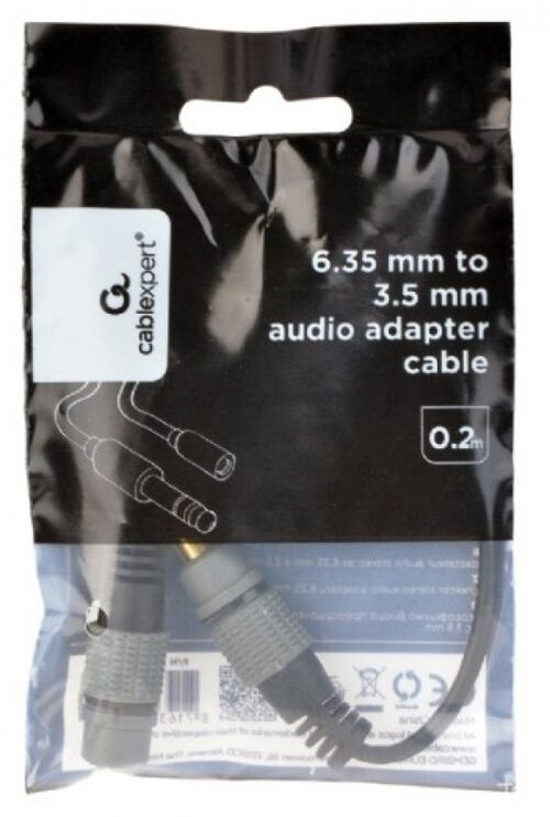 A-63M35F-0.2M GEMBIRD 6.35MM TO 3.5MM AUDIO ADAPTER CABLE, 0.2M