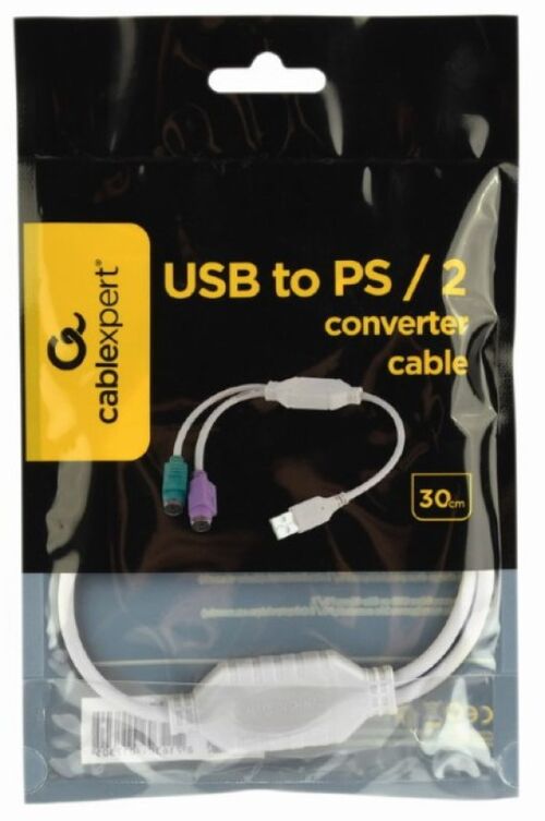 UAPS12 GEMBIRD USB USB TO 2 PORTS PS/2 ADAPTER 30CM KABL, WHITE