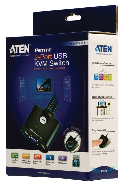 CS22U-AT * ATEN 2-PORT USB KVM SWITCH SA KABLOVIMA (2899)