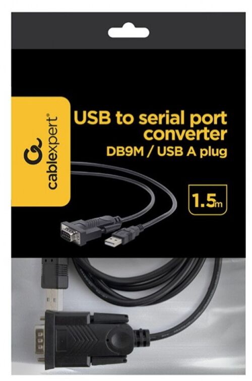 UAS-DB9M-02 GEMBIRD USB TO DB9M SERIAL PORT CONVERTER KABL BLACK 1.5M