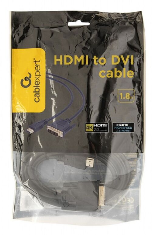 CC-HDMI-DVI-6 GEMBIRD HDMI TO DVI MALE-MALE KABL 1,8M