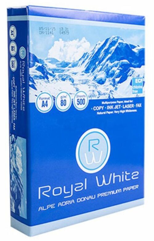 PAPIR FOTOKOPIR ROYAL WHITE A4/80G M2/ 500LISTA ZA LASER,INKJET I FOTOKOPIR MASINE RIS PAPIRA