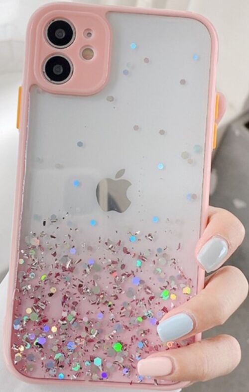 MCTK6-IPHONE 12 * FURTROLA 3D SPARKLING STAR SILICONE PINK (139)