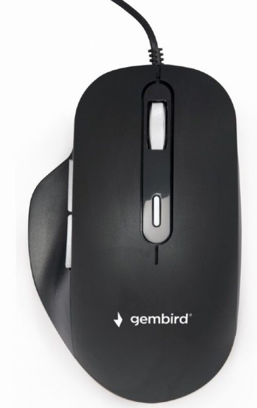 MUS-6B-02 GEMBIRD RGB OPTICKI MIS 1200-3600DPI 6-BUTTON BLACK 122MM USB