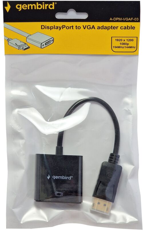 A-DPM-VGAF-03 ** GEMBIRD DISPLAYPORT TO VGA ADAPTER CABLE, BLACK (381)