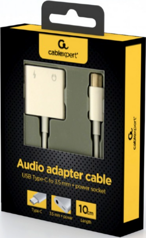 A-CM-3.5FP-01 GEMBIRD USB TYPE-C PLUG TO STEREO 3.5 MM AUDIO ADAPTER CABLE, WITH EXTRA POWER SOCKET