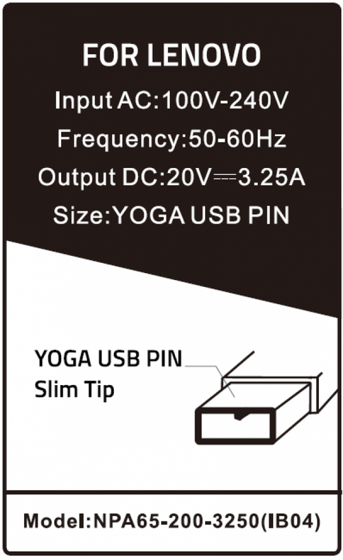 NPA65-200-3250 (IB04) ** GEMBIRD PUNJAC ZA LAPTOP 65W-20V-3.25A, USB PIN YELLOW (900 ALT=IB08)