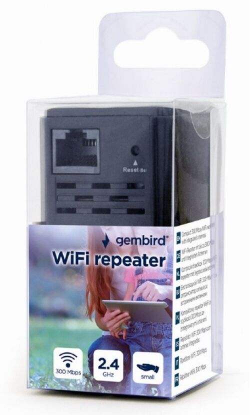 WNP-RP300-03-BK GEMBIRD WIFI RIPITER/RUTER 300MBPS, 2X3DBI, RF PWR<20DBM, 1X LAN BLACK(ALT. TENDA A9