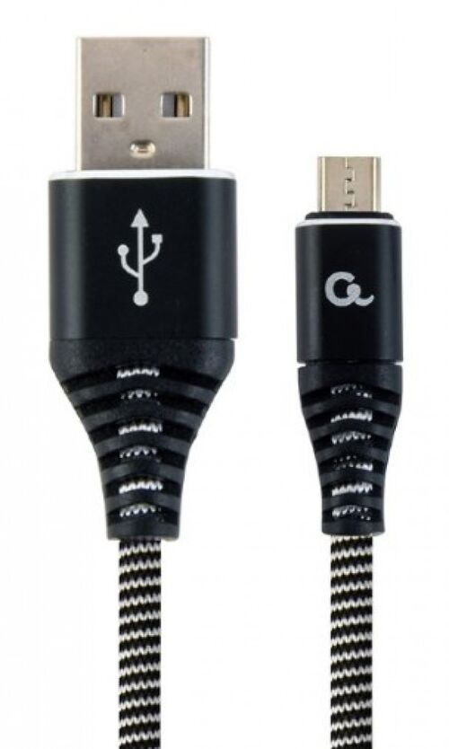 CC-USB2B-AMMBM-1M-BW GEMBIRD PREMIUM COTTON BRAIDED MICRO-USB CHARGING - DATA CABLE,1M, BLACK/WHITE