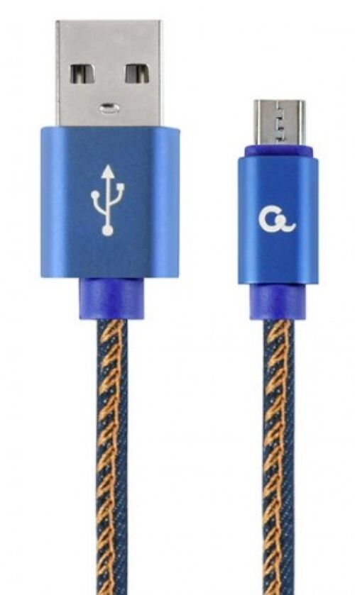 CC-USB2J-AMMBM-2M-BL GEMBIRD PREMIUM JEANS (DENIM) MICRO-USB CABLE WITH METAL CONNECTORS, 2 M, BLUE