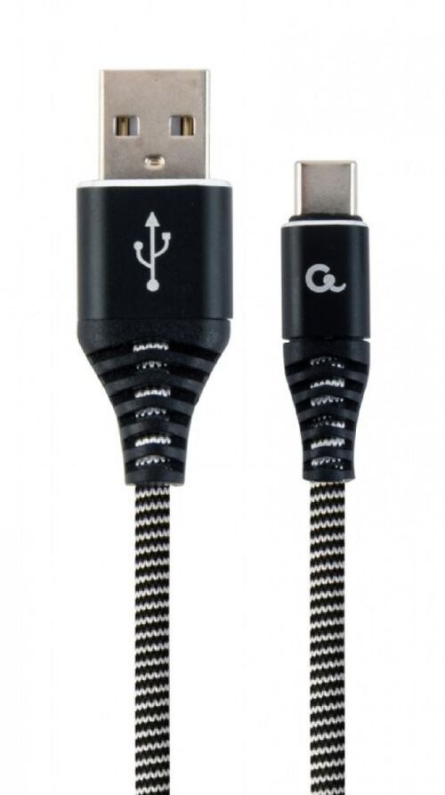 CC-USB2B-AMCM-1M-BW GEMBIRD PREMIUM COTTON BRAIDED TYPE-C USB CHARGING - DATA CABLE,1 M,BLACK/WHITE