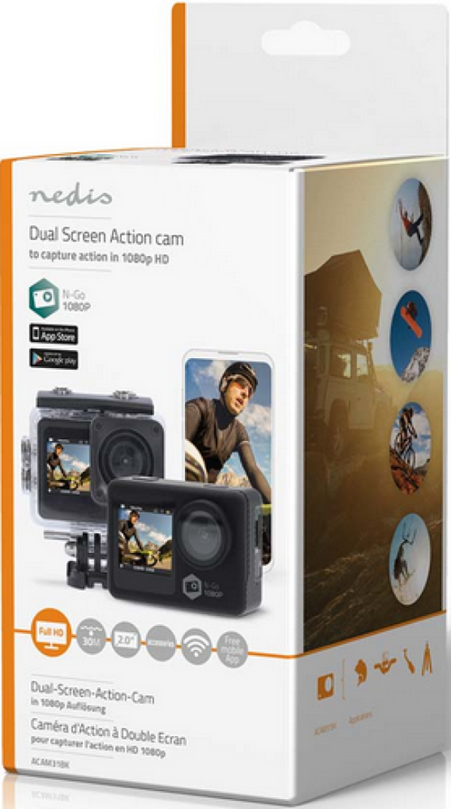 ACAM31BK DUAL SCREEN ACTION CAM WITH HD 1080P@30FPS RESOLUTION NEDIS