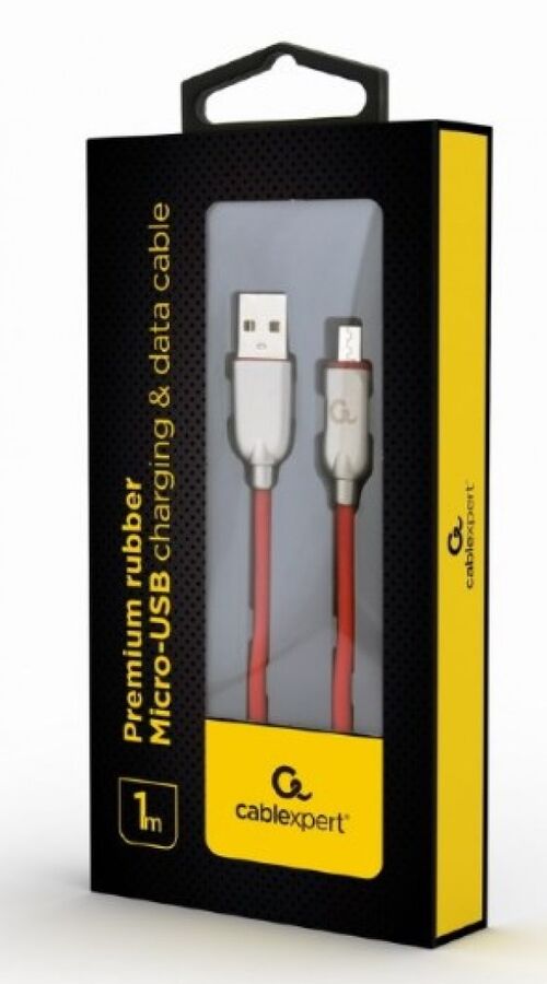 CC-USB2R-AMMBM-1M-R GEMBIRD PREMIUM RUBBER MICRO-USB CHARGING AND DATA CABLE, 1M, RED