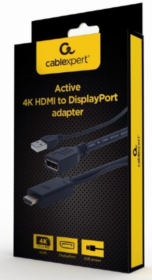 A-HDMIM-DPF-01 GEMBIRD ACTIVE 4K HDMI TO DISPLAYPORT ADAPTER, BLACK A