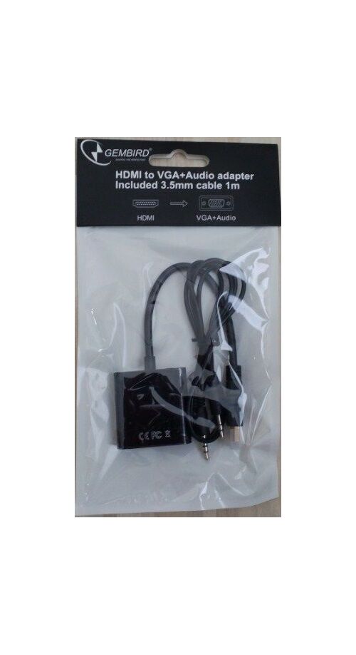 A-HDMI-VGA-06 ** GEMBIRD  HDMI TO VGA + AUDIO ADAPTER CABLE, SINGLE PORT (ALT A-HDMI-VGA-03, 439)