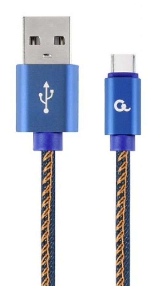 CC-USB2J-AMCM-2M-BL GEMBIRD PREMIUM JEANS (DENIM) TYPE-C USB CABLE WITH METAL CONNECTORS, 2 M, BLUE