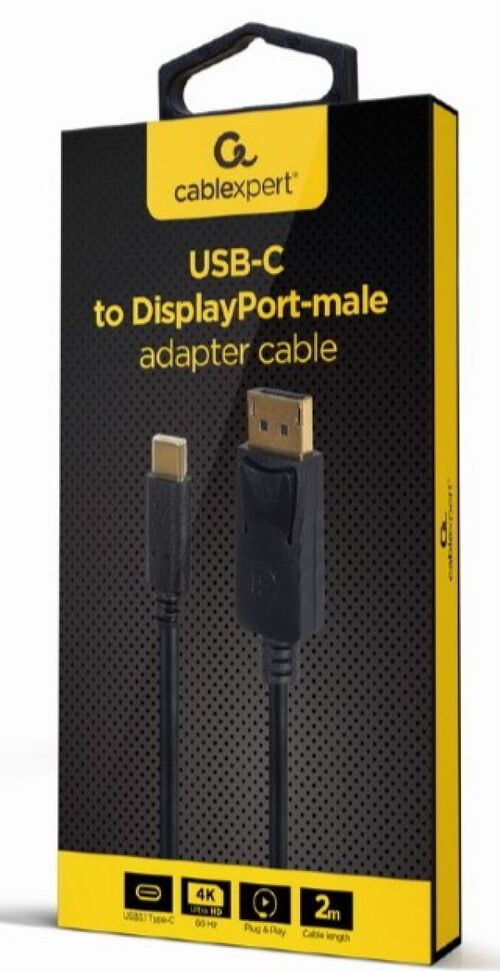 A-CM-DPM-01 GEMBIRD USB-C TO DISPLAYPORT-MALE ADAPTER, 4K 60 HZ, 2 M, BLACK A