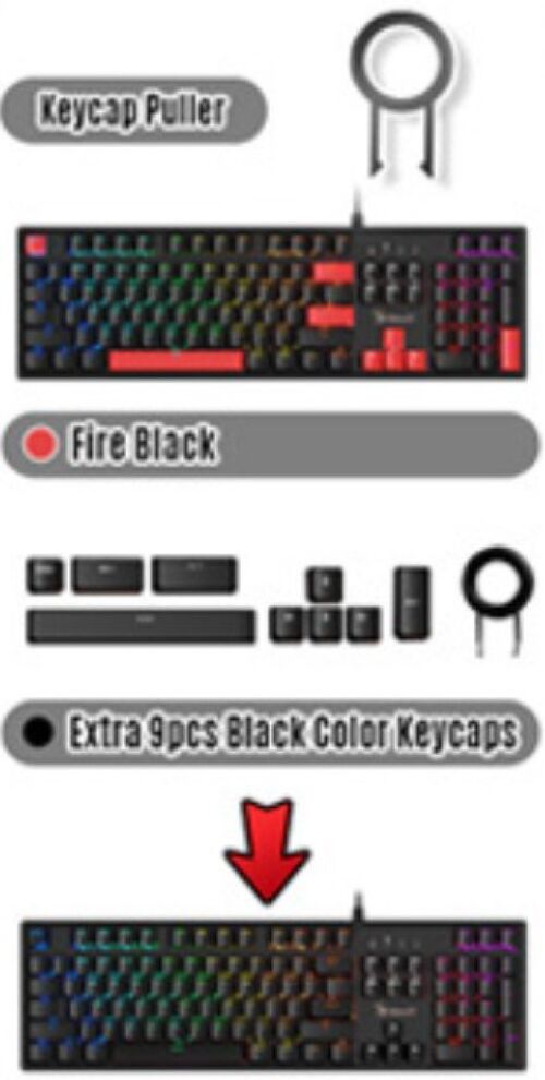 A4-S510R A4TECH BLOODY MEHANICKA GEJMERSKA TASTATURA BLACK, USB, US LAYOUT FIRE BLACK / BLMS RED